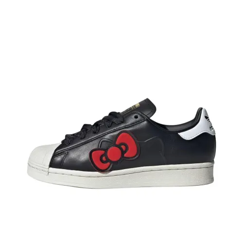 Hello Kitty x Adidas Originals SUPERSTAR Low Топ Детские Скейтбординги Черный Белый