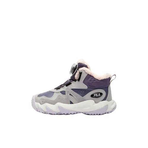 FILA KIDS BOA Slip-resistant Abrasion-resistant MID Топ Kids Lifestyle Shoes Серый Фиолетовый Дети 3-7 лет