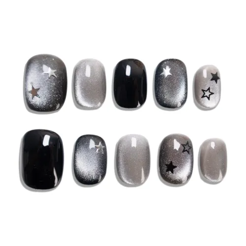 Goodbye Day Galaxy Handcrafted High End False Nail Short Square Oval White Gradient Solid Color 14mm