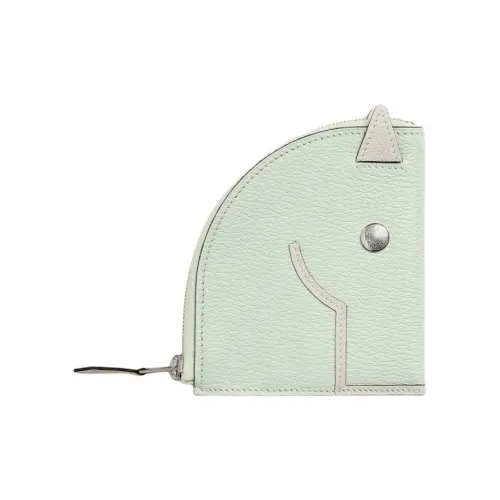 HERMES Paddock Mysore Chevro Кошелек Женский Зеленый и Бежевый