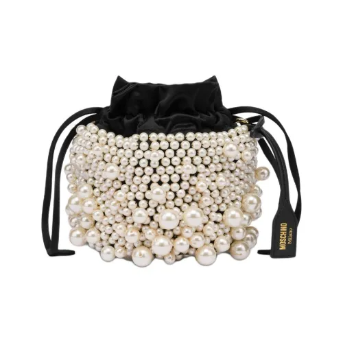 MOSCHINO Вискоза Ведрообразные Сумки Сумки через плечо Сумка на плечо Женская Черная Белая