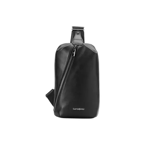 SAMSONITE Корова Кожа Слинг Сумка Маленькая Мужская Черная