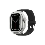 Металлический серебряный корпус + черные силиконовые ремешки для часов