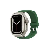 [Титан Металл Корпус + Зеленые Силиконовые Ремешки для Часов]