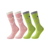 Розовые + Зеленые детские лыжные носки (набор из 2 пар, упаковка)