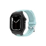 Металлический черный корпус + небесно-голубой силиконовый ремешок