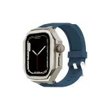 [Титан Металл Корпус + Темно-синие Силиконовые Ремешки для Часов]