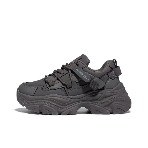 Warrior Легкий визуально увеличивает рост Низкий топ Толстая подошва Кроссовки Женские Оливково-зеленый