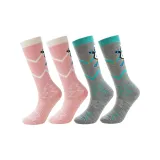 Розовые + Серые детские лыжные носки (набор из 2 пар, упаковка)