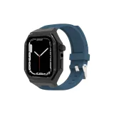 [Металлический черный корпус + темно-синий силиконовый ремешок]