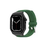 Металлический черный корпус + зеленый силиконовый ремешок