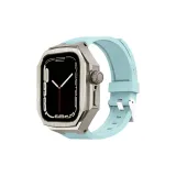 [Титан Металл Корпус + Небесно-голубой Силиконовый Ремешок для Часов]