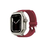 [Титан Металл Корпус + Красные Силиконовые Ремешки для Часов]