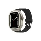 [Титан Металл Корпус + Черные Силиконовые Ремешки для Часов]