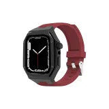 Металлический черный корпус + красный силиконовый ремешок