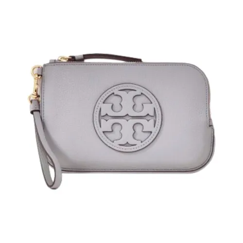 TORY BURCH Miller Litchi Grain Leather Clutch Women's Bay Gray TORY BURCH Miller Личи Зернистая текстура Кожа Клатч Женские Bay Серый