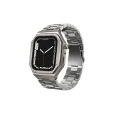 Титан Металл Корпус + Серебряный Трёхрядный Стальной Браслет