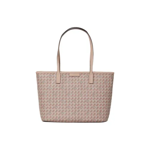 TORY BURCH Покрытый холст Комбо Сумка Тоут Сумка Сумка для покупок Сумка Сумка через плечо Маленькая Женская Персиково-розовая