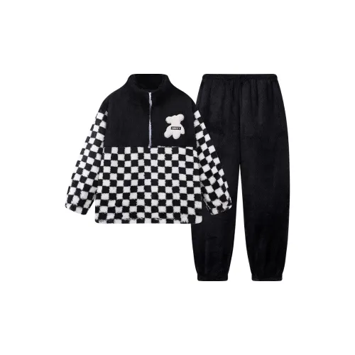 LEZIYUN Пижамный комплект мужской черный флис