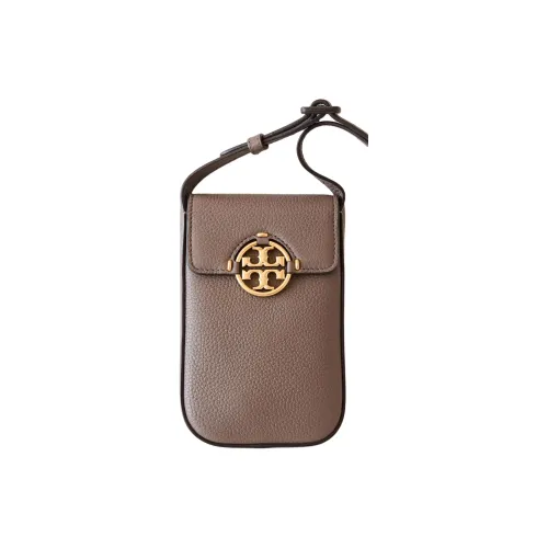 TORY BURCH Miller Litchi Grain Leather Crossbody Bag Phone Case Women's Umber