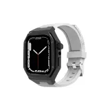 Металлический черный корпус + белый силиконовый ремешок