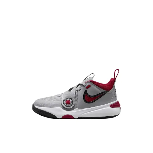 Nike Team Hustle D 11 Детские баскетбольные кроссовки Low Топ Серый/красный/Белый Для дошкольников