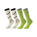 Белый+Зеленый Детские лыжные носки (Набор из 2 пар, упаковка)