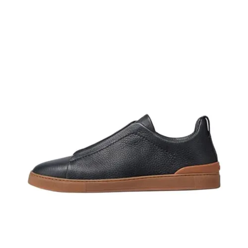 Ermenegildo Zegna Triple Stitch Скейтборд Кроссовки Низкие Черные Мужские
