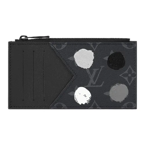 LOUIS VUITTON Yayoi Kusama Совместный Фонд Мелочь Холст с кожей Комбинированный Картхолдер Мужской Черный