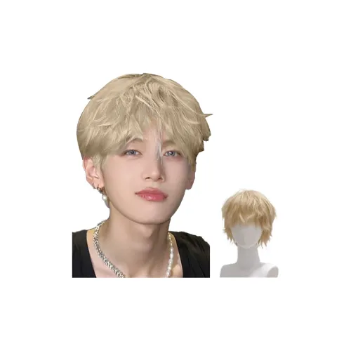 YOSEE Мужская короткая парик для коротких волос повседневная микро-зернистая крышка цвет экрю золотой COS японский стиль корейский стиль стильный мужской FLUFFY