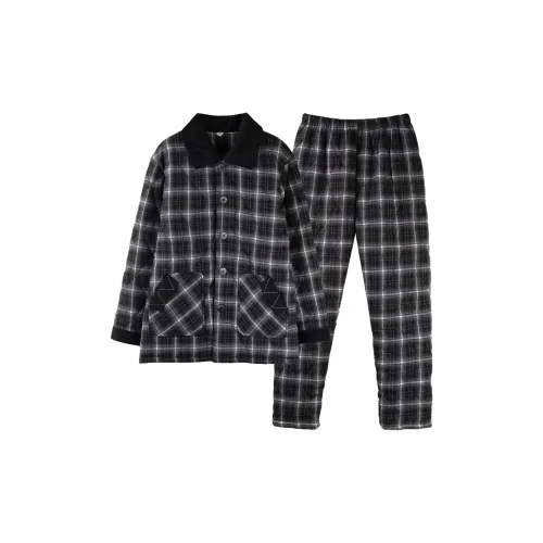 Qin Jing Пижамный комплект Мужской Черный Серый