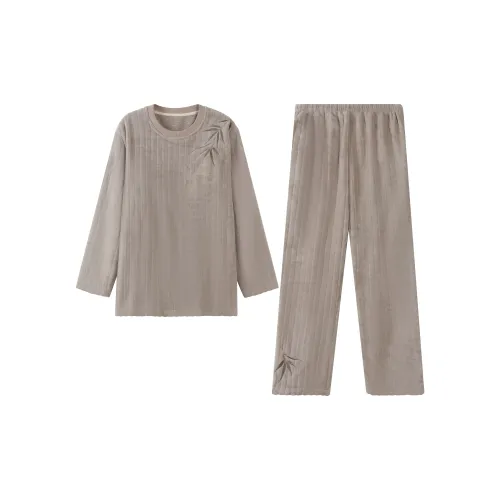 UAVAE Пижамный комплект Мужской Абрикос Серый