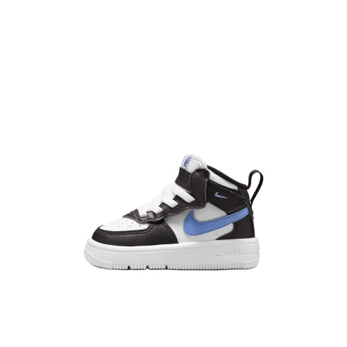 Nike Air FORCE 1 Slip Resistant Abrasion Resistant MID Топ Обувь для малышей Черный белый Infant And Toddler