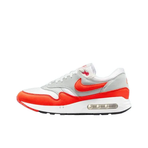 Nike Air Max 1 Устойчивый к истиранию Низкий Топ Повседневные Беговые кроссовки Унисекс Белый Серый Оранжевый
