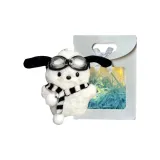 Летящие очки Маленькая Белая Собака - 8 см (Сумка для покупок + Рафия + Светодиодная световая полоса)