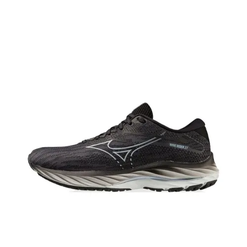 Mizuno Wave Rider 27 Противоскользящие Устойчивые к истиранию Низкий Топ Беговые кроссовки Женские Черный