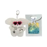 Розово-красный, чернила, собака (сумка для покупок + рафия + светодиодная световая полоса)