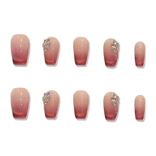 XIAMEIYU Стиль Maillard Кошачий глаз Ручная работа Искусственный ногтик Короткий LADDER 20 мм