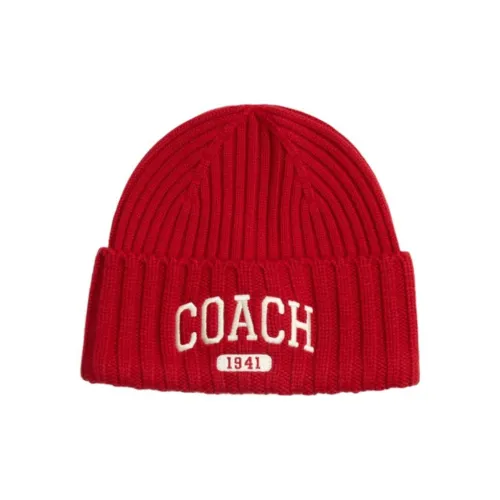 COACH Мериносовая шерсть Шапки-бини Унисекс Красный