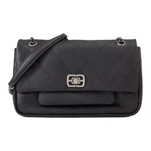 ELLE Коровья кожа верх крупнозернистая текстура сумка через плечо средний размер женский черный белый