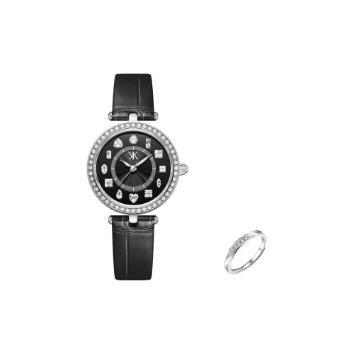 KABIFAN Alegria Collection Starlight Sparkling Кварцевый механизм Коровья кожа Ремешок Часы Женские Черный циферблат