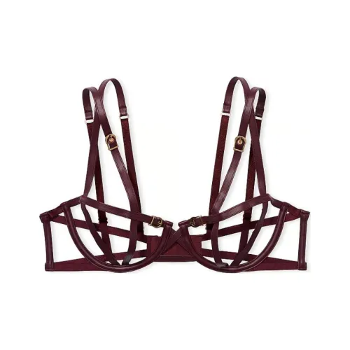 Victoria's Secret Very Sexy Искусственная кожа Открытая чашка Бюстгальтер Balconette B Бюстгальтер Женский Бордовый Коричневый