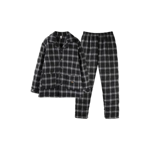 Qin Jing Пижамный комплект Мужской Черный Серый