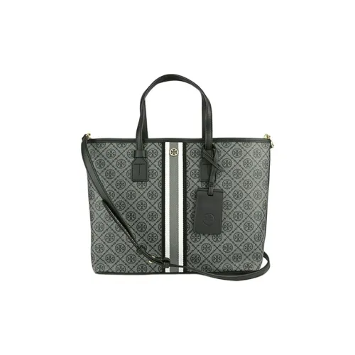 TORY BURCH T Monogram Холст Тоут Сумка Сумка для покупок Сумка Сумка через плечо Сумка через плечо Маленькая Женская Черная