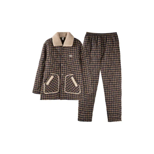 Qin Jing Пижамный комплект Мужской Кофейный Синий