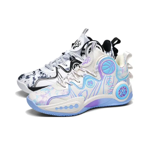 MUSNODO Slip-resistant Abrasion-resistant Breathable High-top Basketball Shoes Unisex Beige White Mismatched MUSNODO Противоскользящий Устойчивый к истиранию Дышащий Высокий Топ Баскетбольные Кроссовки Унисекс Бежевый Белый Несовпадающий