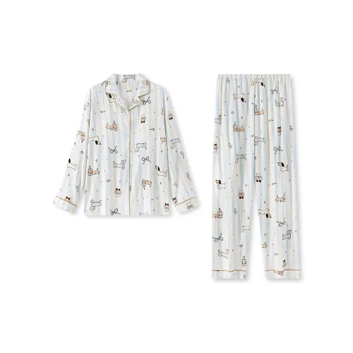 WANANNI Пижамный комплект женский бежевый синий