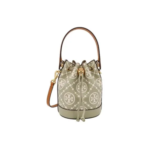 TORY BURCH T Monogram Коровья кожа Ведрообразная сумка Сумка через плечо Мини сумка Женская Оливковая