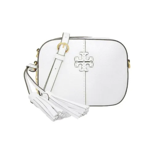 TORY BURCH McGraw Личиевая текстура Кожа Camera Сумка через плечо Женская Белая