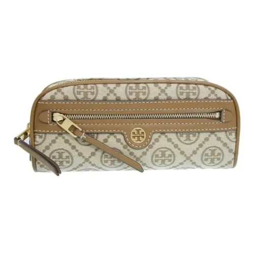 TORY BURCH T Monogram Жаккард Косметичка Женская Коричневая